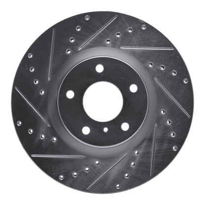 R1 Concepts R1 09-23 Nissan 370Z Front Left Drilled & Slotted Silver Brake Rotor