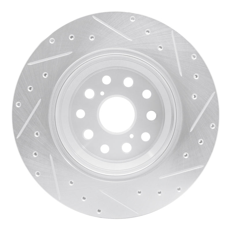 R1 Concepts R1 07-17 Lexus LS600h Left Rear Drilled & Slotted Silver Brake Rotor