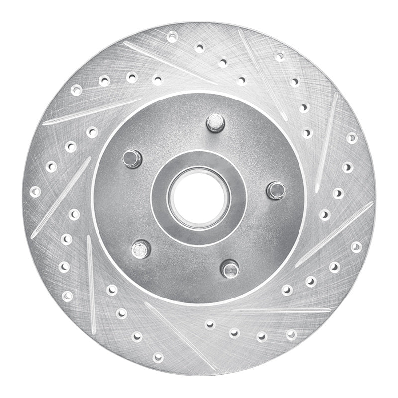 R1 Concepts R1 1974-1980 Ford Granada Front Right Drilled & Slotted Silver Brake Rotor