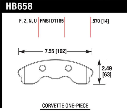 Hawk Performance Hawk 10-11 Chevy Corvette Grand Sport / 06-08 Corvette Z06 (1 piece) Front DTC-70 Race Brake Pads