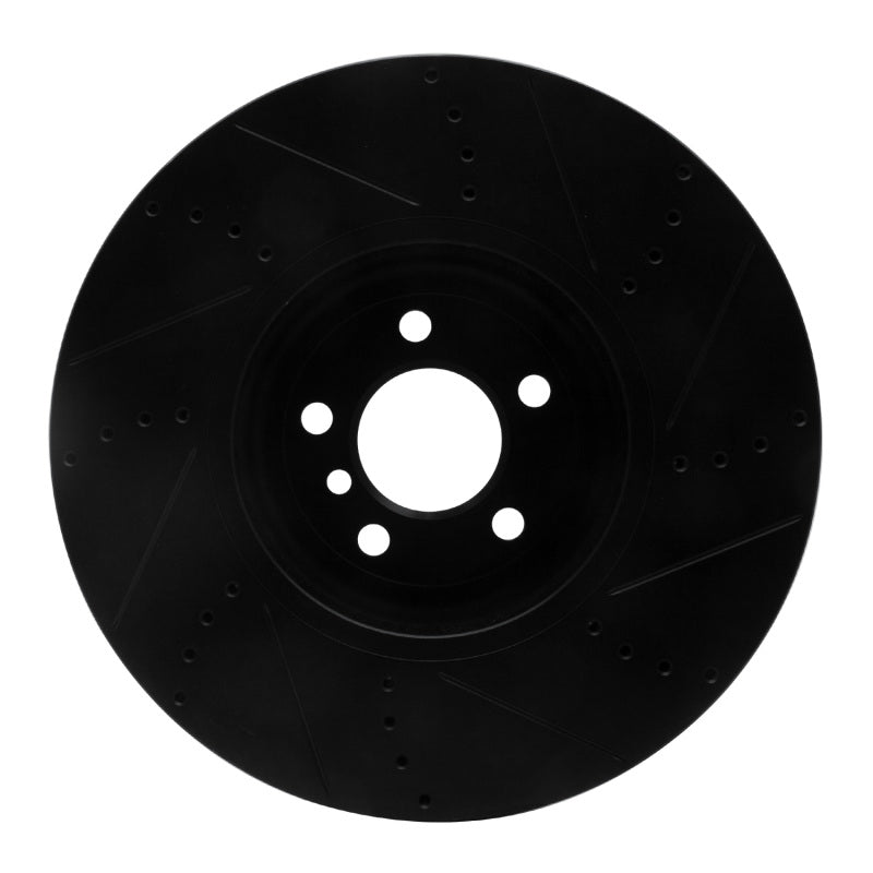 R1 Concepts R1 2009-2017 BMW 550I GT xDrive Left Front Drilled & Slotted Black Brake Rotor