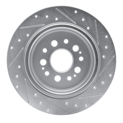 R1 Concepts R1 17-25 Acura RDX Rear Left Drilled & Slotted Silver Brake Rotor