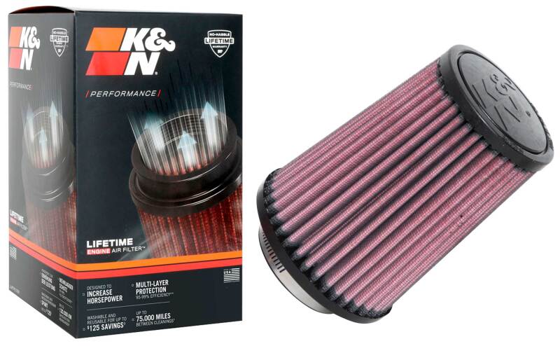 K&N Engineering K&N Universal Rubber Filter 2-1/2in Flg / 4-1/2in OD B / 3-1/2in OD T / 6in H - Black Top