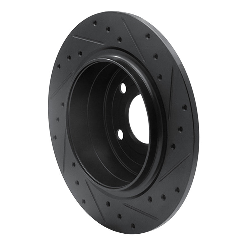 R1 Concepts R1 99-10 Saab 9-5 Rear Left Drilled & Slotted Black Brake Rotor