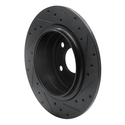 R1 Concepts R1 99-10 Saab 9-5 Rear Left Drilled & Slotted Black Brake Rotor