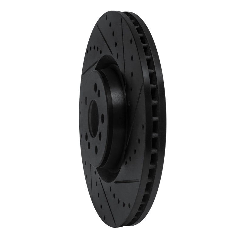 R1 Concepts R1 07-09 Mercedes-Benz GL320 Front Right Drilled & Slotted Black Brake Rotor
