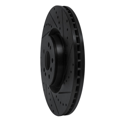R1 Concepts R1 07-09 Mercedes-Benz GL320 Front Right Drilled & Slotted Black Brake Rotor