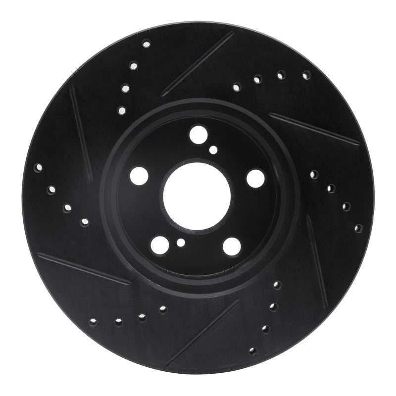 R1 Concepts R1 08-19 Pontiac Vibe Front Right Drilled & Slotted Black Brake Rotor
