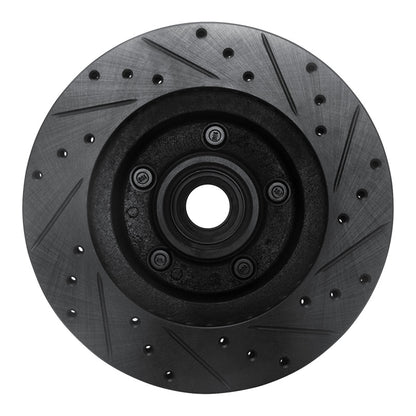 R1 Concepts R1 80-83 Ford F-150 RWD Front Left Drilled & Slotted Black Brake Rotor