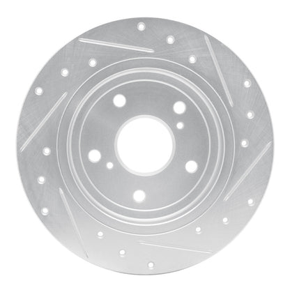 R1 Concepts R1 07-14 Suzuki SX4 Rear Left Drilled & Slotted Silver Brake Rotor