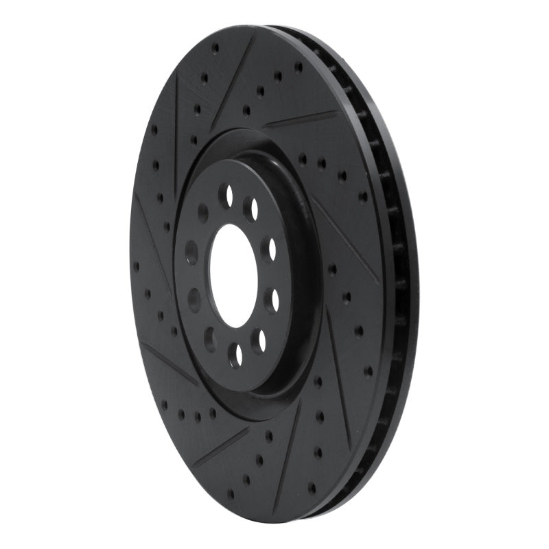 R1 Concepts R1 00-06 Audi TT Quattro Front Left Drilled & Slotted Black Brake Rotor