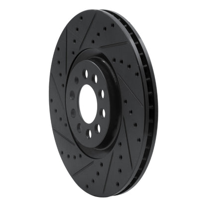 R1 Concepts R1 00-06 Audi TT Quattro Front Left Drilled & Slotted Black Brake Rotor