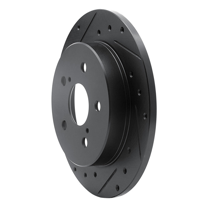 R1 Concepts R1 2015-2025 Lexus NX200T Rear Left Drilled & Slotted Black Brake Rotor