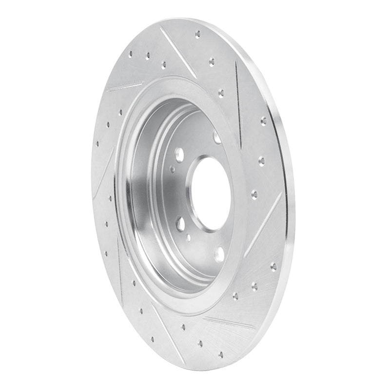 R1 Concepts R1 17-20 Acura MDX Rear Left Drilled & Slotted Silver Brake Rotor