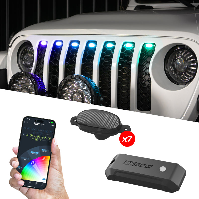 XKGLOW XK Glow XKmax Pre-Runner Style RGBW LED Grill Pods - 7pc