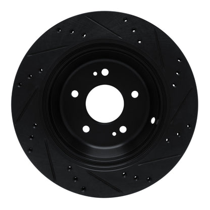 R1 Concepts R1 11-17 Hyundai Equus Rear Left Drilled & Slotted Black Brake Rotor