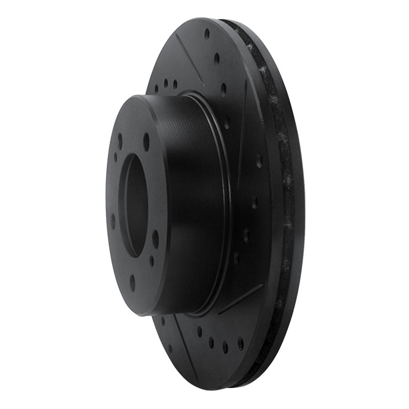 R1 Concepts R1 83-89 Chrysler Conquest Front Right Drilled & Slotted Black Brake Rotor