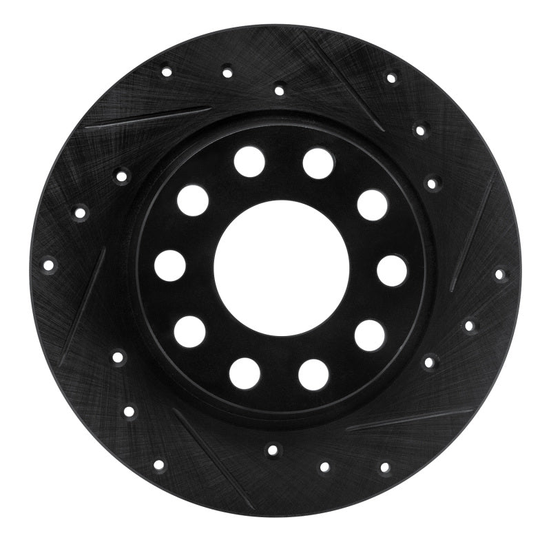 R1 Concepts R1 01-03 Volkswagen EuroVan Front Right Drilled & Slotted Black Brake Rotor