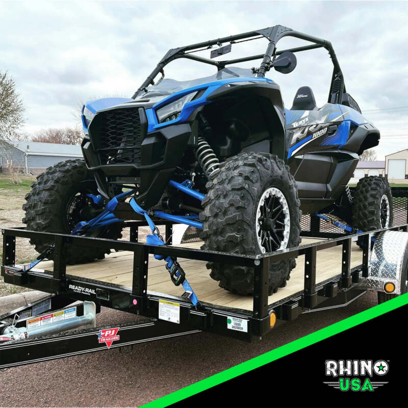 Rhino USA Heavy Duty Ratchet Tie-Down 4-Pack (Red) 1.6In X 8Ft