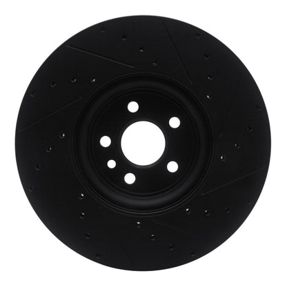 R1 Concepts R1 2017-2020 Jaguar F-Pace Front Left Drilled & Slotted Black Brake Rotor