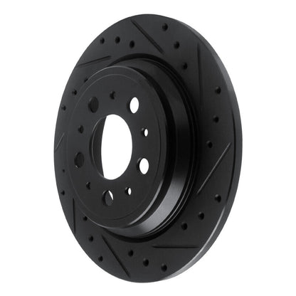 R1 Concepts R1 99-00 Volvo V70 Rear Right Drilled & Slotted Black Brake Rotor