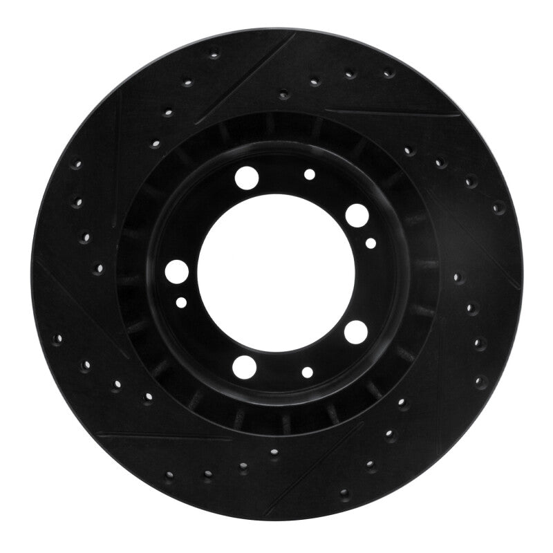 R1 Concepts R1 89-97 Porsche 911 Front Right Drilled & Slotted Black Brake Rotor