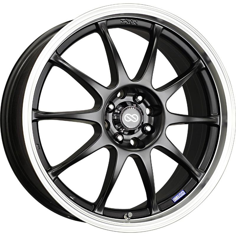 Enkei J10 17x7 5x100/114.3 38mm Offset Dia Matte Black w/ Machined Lip Wheel