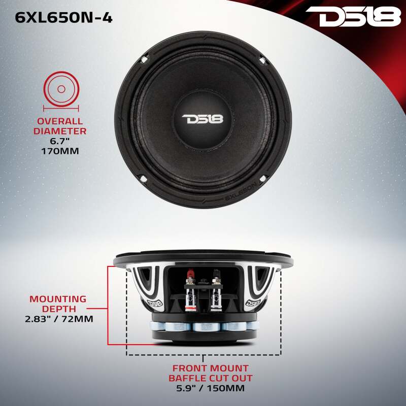 DS18 6.5in 325 Watts RMS 4 ohm Neodymium Mid-Range Loudspeakers