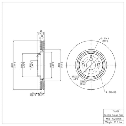 DFC 08-21 Lexus NX200T Front Brake Rotor