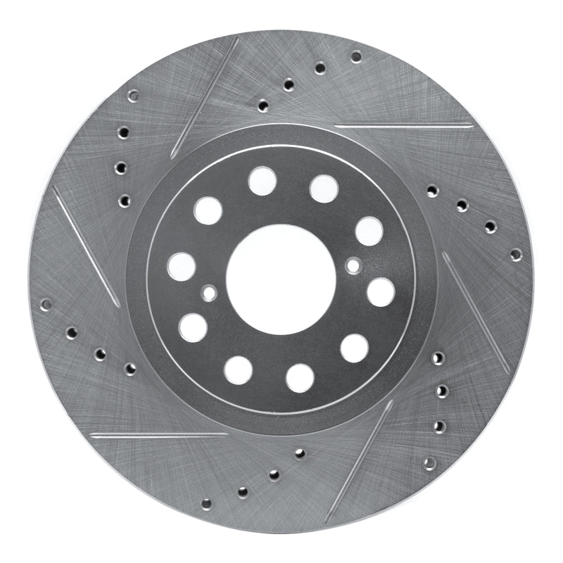 R1 Concepts R1 93-98 Toyota Supra Front Left Drilled & Slotted Silver Brake Rotor