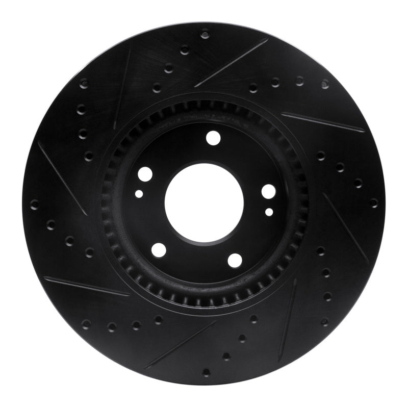 R1 Concepts R1 15-19 Kia Soul EV Front Right Drilled & Slotted Black Brake Rotor