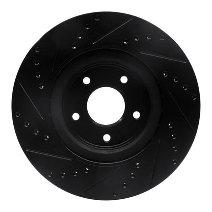 R1 Concepts R1 2013-2025 Infiniti Q60 Front Right Drilled & Slotted Black Brake Rotor