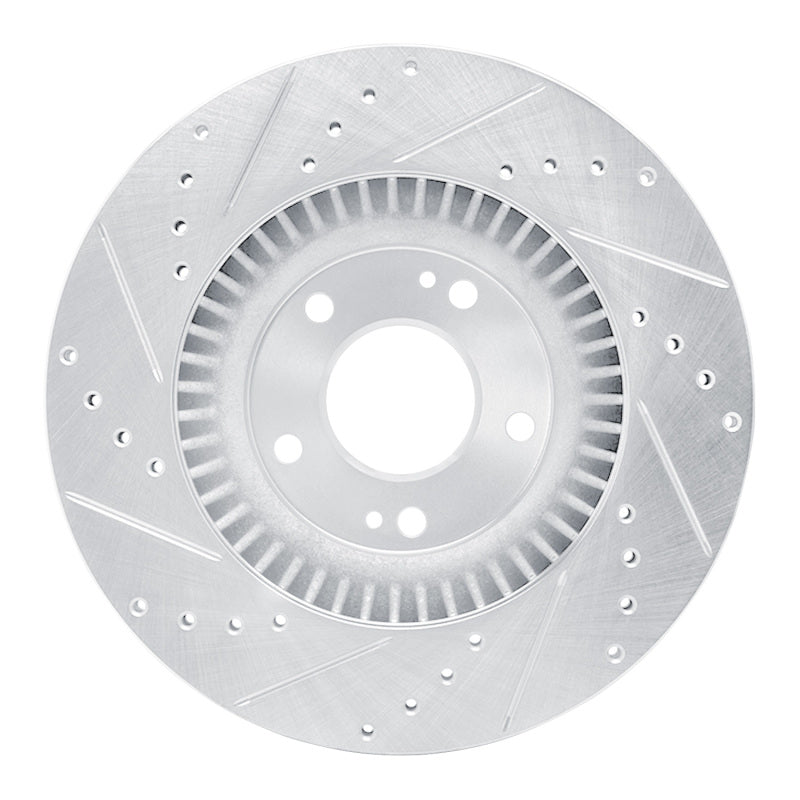 R1 Concepts R1 13-20 Hyundai SANTA FE Front Right Drilled & Slotted Silver Brake Rotor
