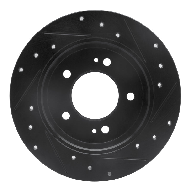R1 Concepts R1 11-25 Hyundai Kona Rear Left Drilled & Slotted Black Brake Rotor