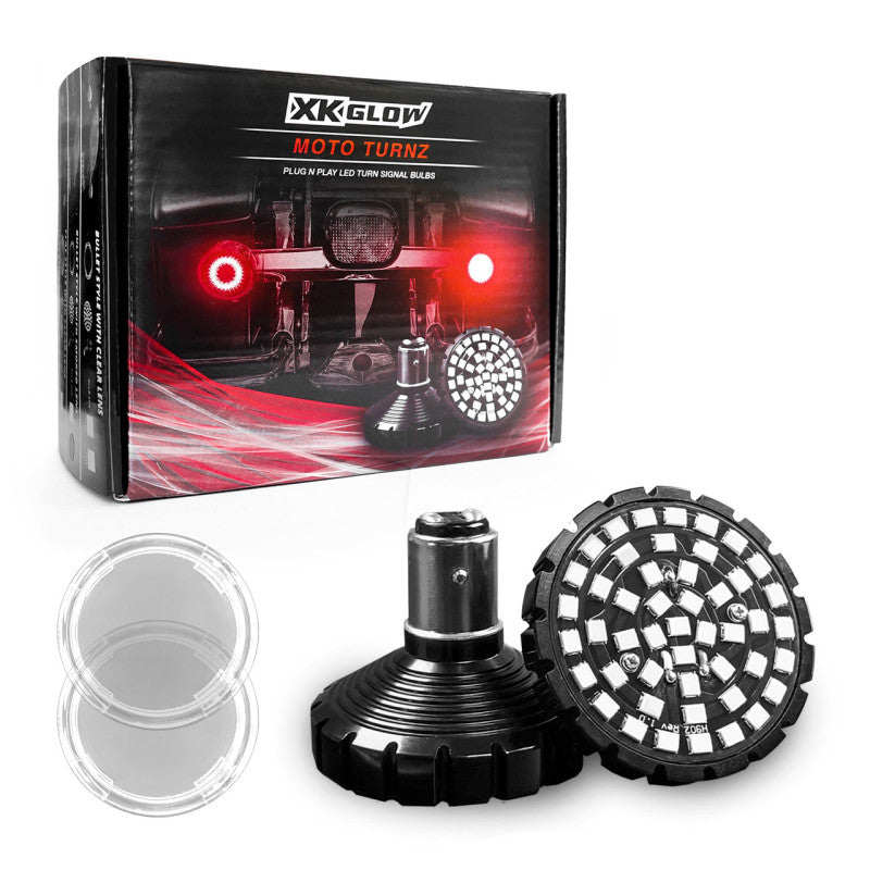 XKGLOW XK Glow Motorcycle Rear LED Turn Signal Kit - 1156 Bullet Style Clear Lenses