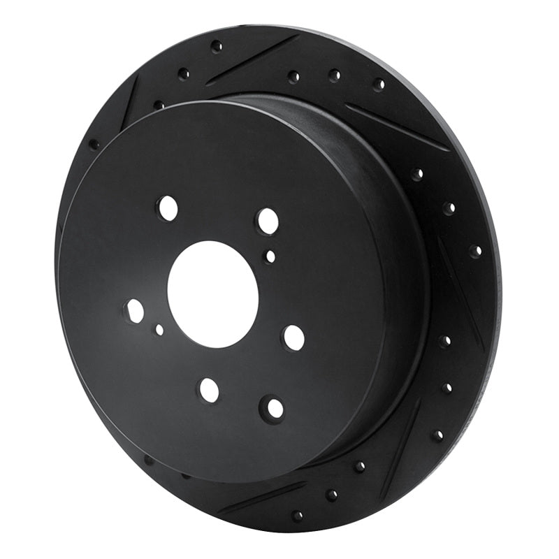 R1 Concepts R1 10-20 Lexus RX450h Rear Left Drilled & Slotted Black Brake Rotor