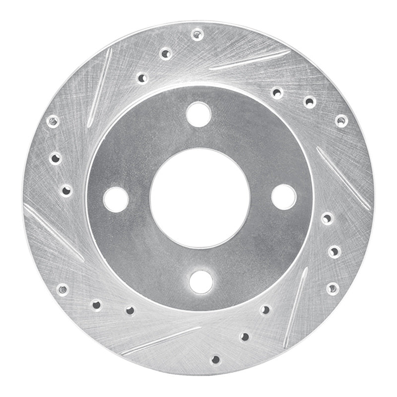 R1 Concepts R1 81-94 Ford Escort Front Left Drilled & Slotted Silver Brake Rotor