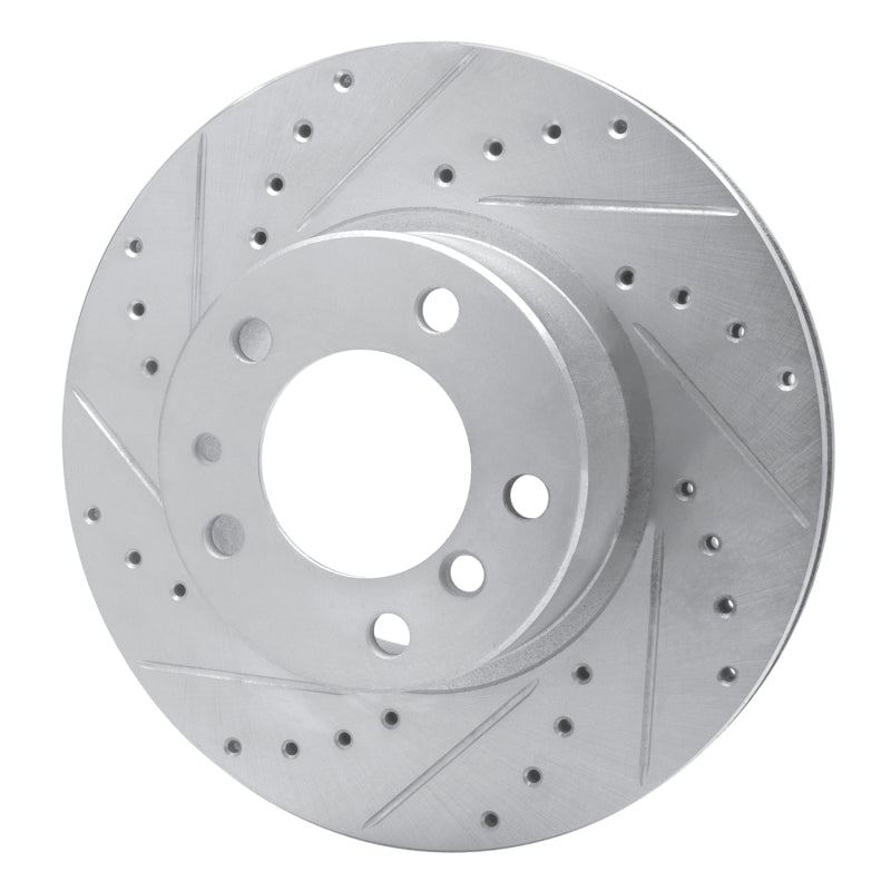 R1 Concepts R1 89-95 BMW 525IT Front Left Drilled & Slotted Silver Brake Rotor