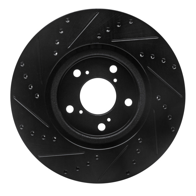 R1 Concepts R1 09-14 Acura TL Front Right Drilled & Slotted Black Brake Rotor