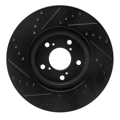 R1 Concepts R1 09-14 Acura TL Front Right Drilled & Slotted Black Brake Rotor
