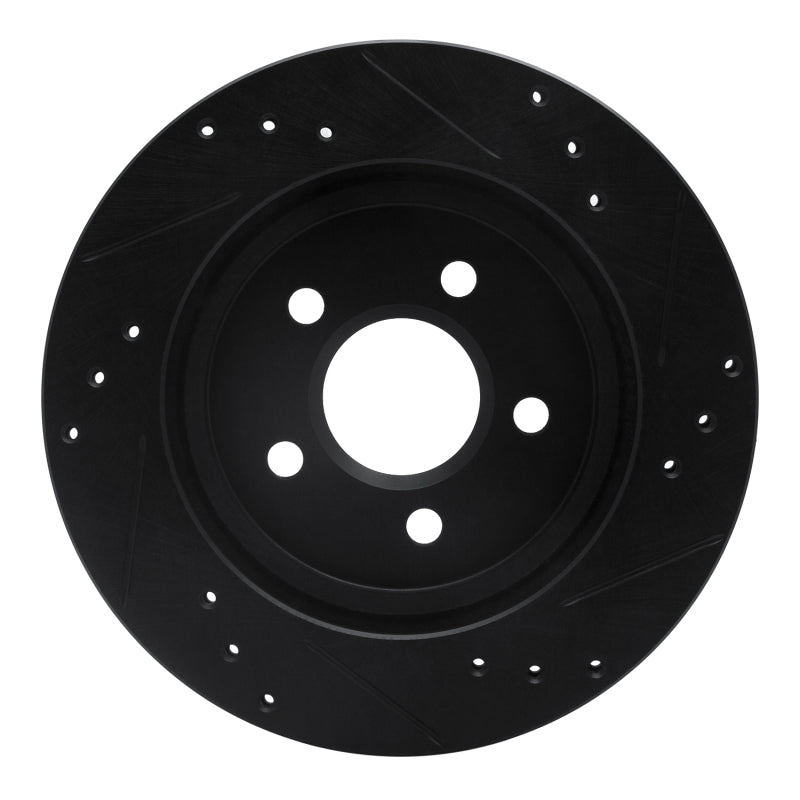 R1 Concepts R1 00-06 Ford Thunderbird Rear Left Drilled & Slotted Black Brake Rotor