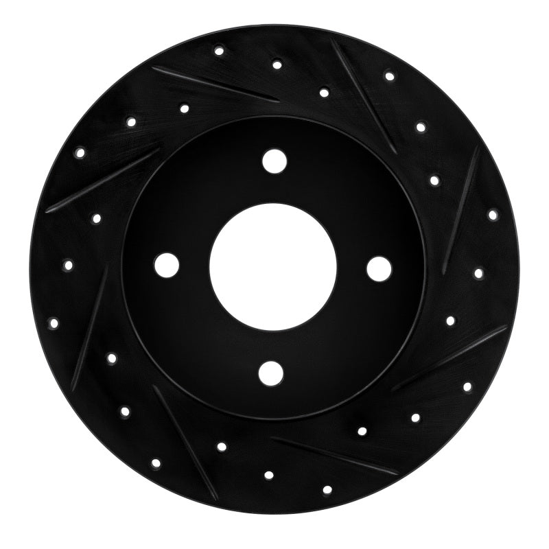 R1 Concepts R1 04-06 Nissan Sentra Rear Right Drilled & Slotted Black Brake Rotor