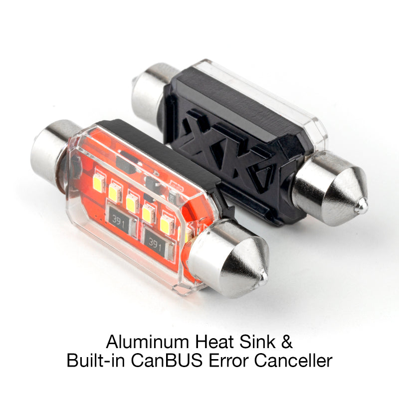 XKGLOW XK Glow White Festoon Error Free Ultra Bright LED Bulbs w/ Built-in Canbus 2pc 39mm