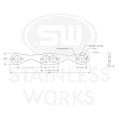 Stainless Works Small Block Chevy Round Port Header 304SS Exhaust Flanges 1-5/8in Primaries