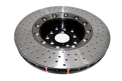 DBA 18-21 Subaru WRX STI Front 5000 Series 2-Piece Drilled Rotor w/Black Hat