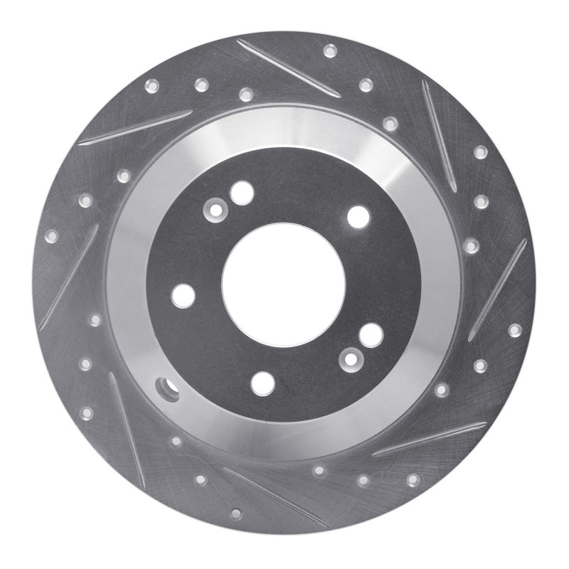 R1 Concepts R1 10-21 Hyundai Santa Fe Rear Right Drilled & Slotted Silver Brake Rotor