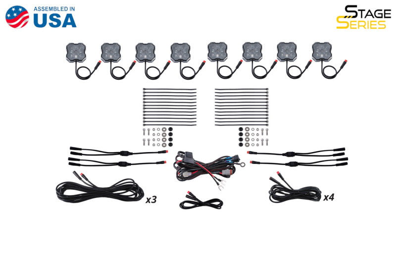 Diode Dynamics Stage Series Single-Color LED Rock Light Kit - 8-Pack