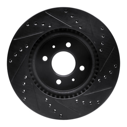 R1 Concepts R1 12-23 Hyundai Accent Front Left Drilled & Slotted Black Brake Rotor