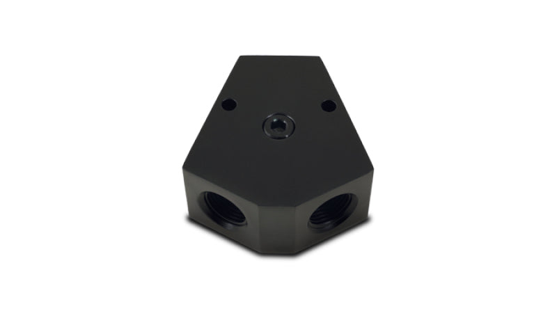 Vibrant Billet Aluminum Y-Block Fitting with 1/8in NPT Port - 1/2in NPT x 1/2in NPT x 1/2in NPT