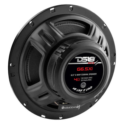 DS18 6.5in 50Watts RMS 4 ohm 2-Way Coaxial Speaker System Universal Fit